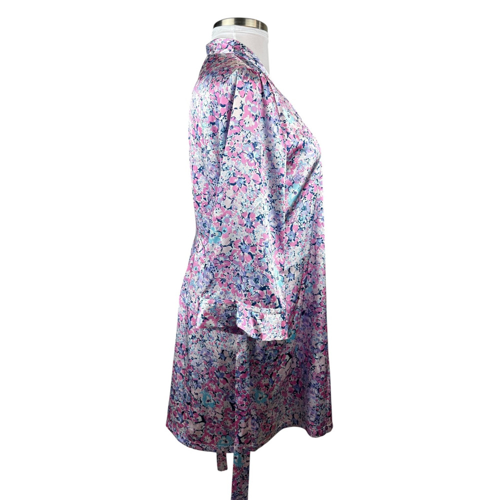 Linea Donatella Floral Satin Robe With Tie Waist Lightweight Size L / XL Bride - Picture 10 of 15